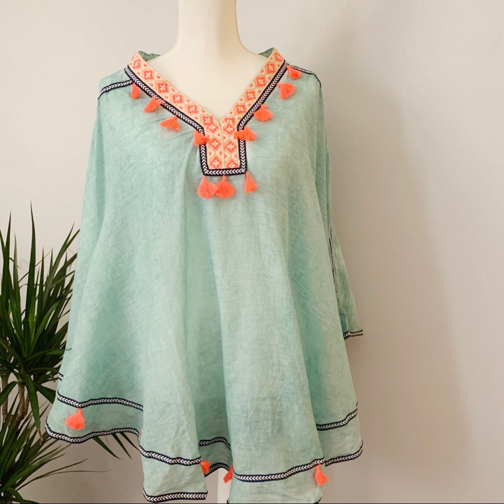 2/$20 Shiraleah Cotton Poncho Swim Cover Up Boho